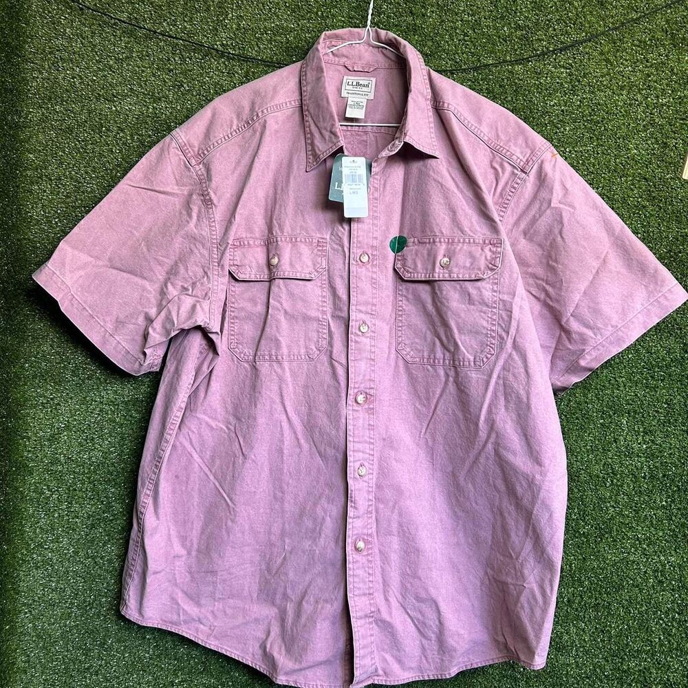Llbean Men's Pink and Purple Shirt